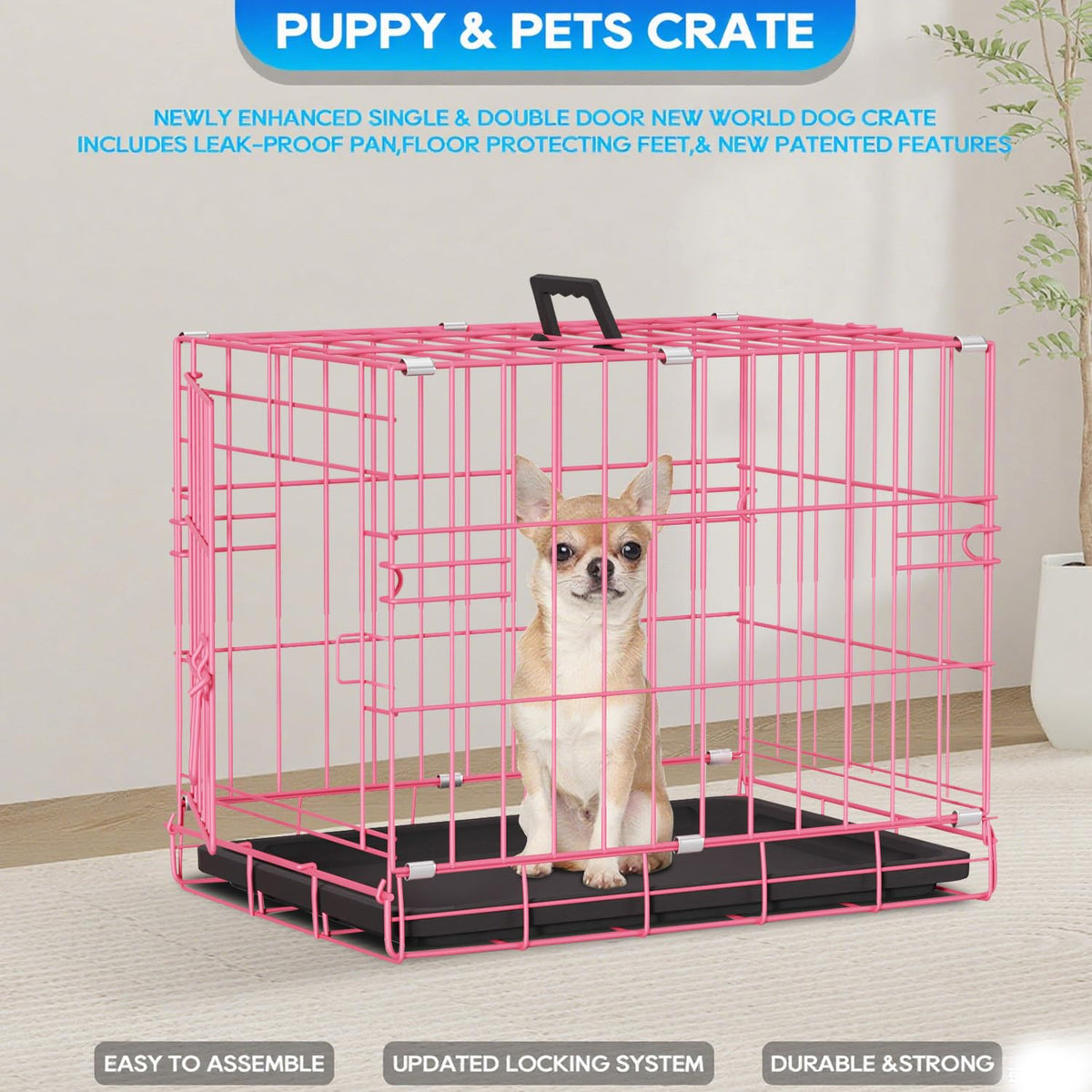 FDW Animal Cage in 18.0"L x 12.0"W x 14.0"H, Pink