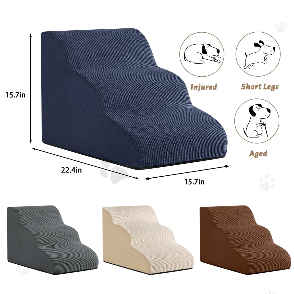 aodisman Animal Stair in Standard 3-Step 15.7"H, Blue