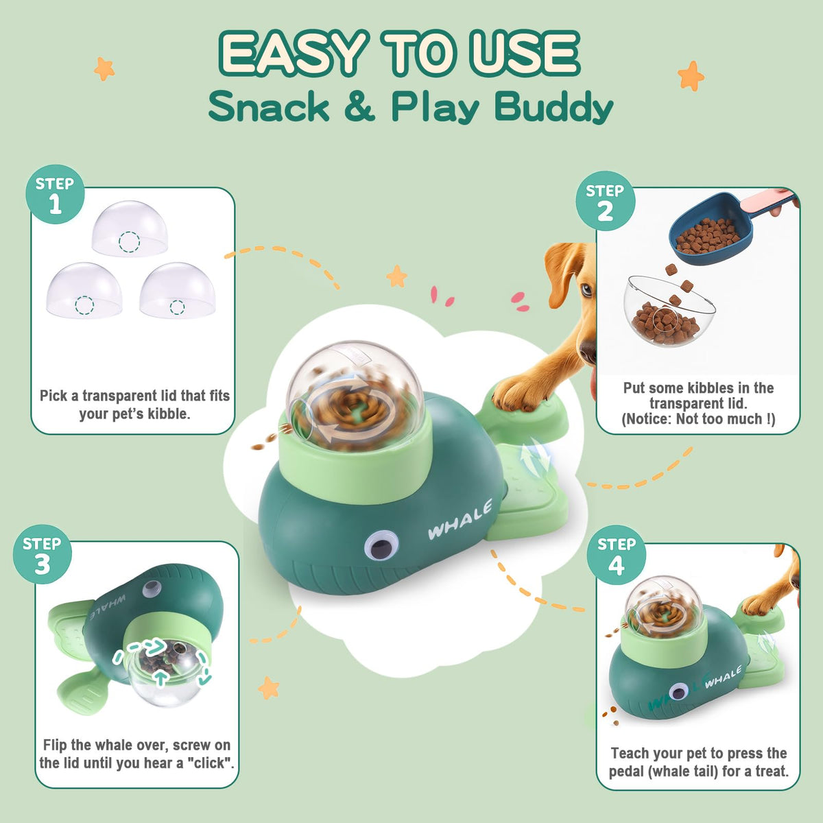 Star&Mi Pet Feeder in Whale-Green