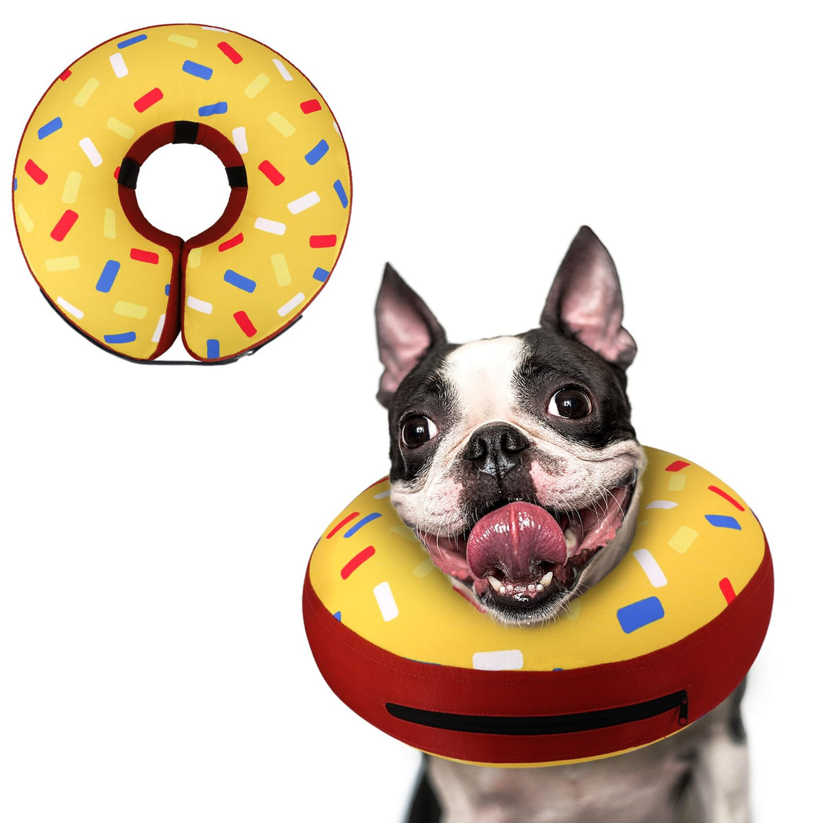 Supet Animal Recovery Collar Cone in S(Neck 7"-9.5"), Donut Yellow