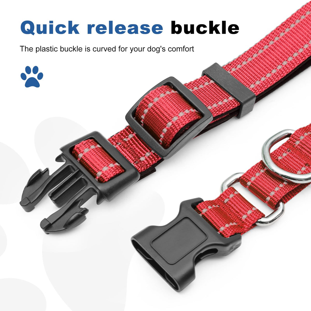 GDLKPS Animal Collar in XS:3/4" Wide for 11.5"-13.5" Neck, Red
