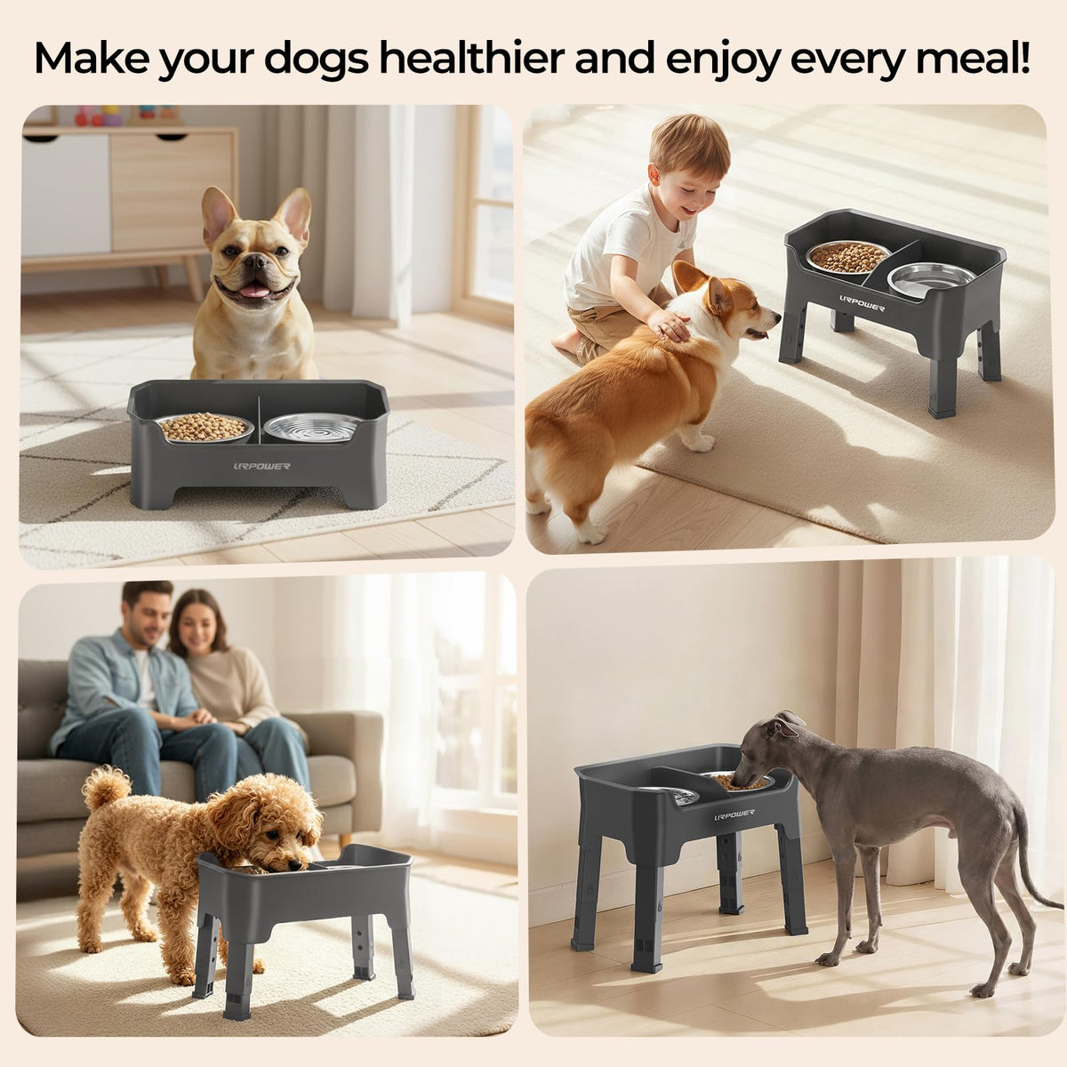 URPOWER Pet Feeder in Small, Grey