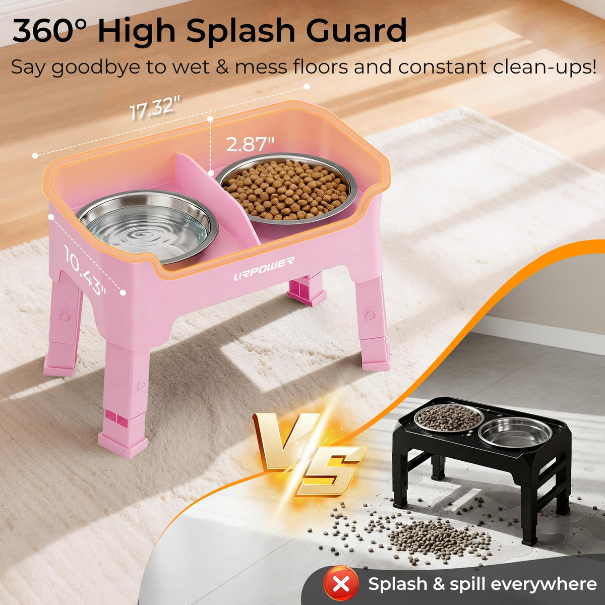 URPOWER Pet Feeder in Medium, Pink