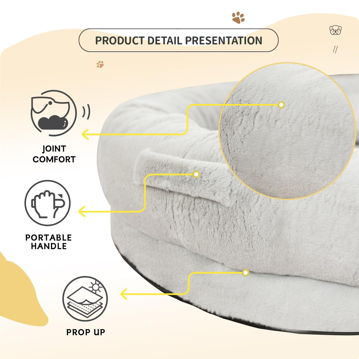 Fvkind Pet Bed Mat in 70"L×33"W×12"Th, Grey