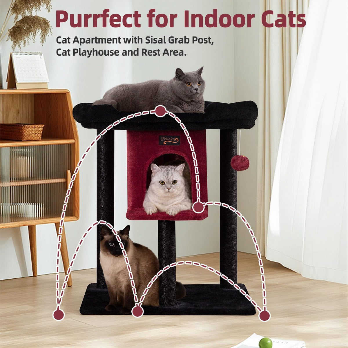 Feliskyn Pet Activity Structure in 28 Inches, Black