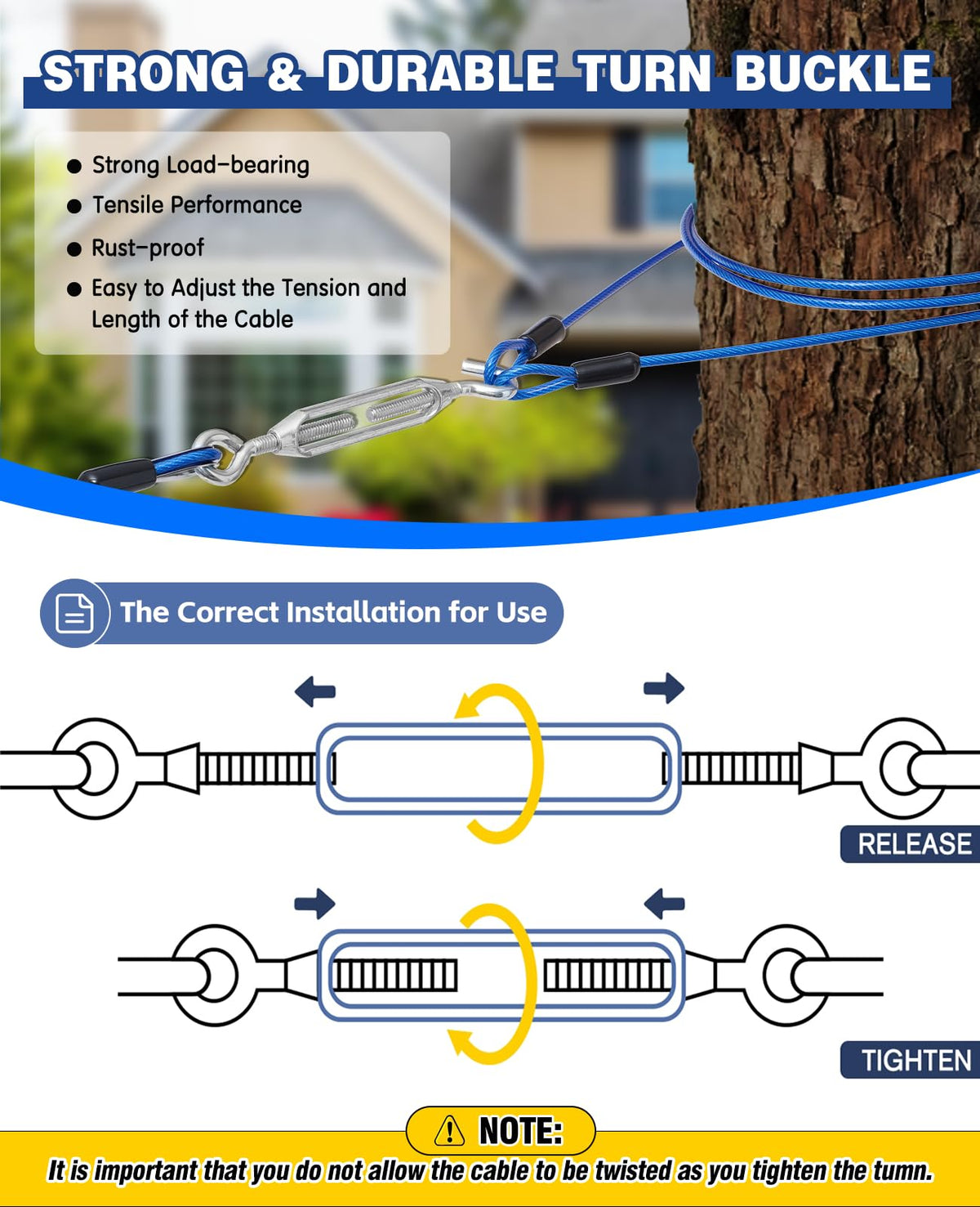 Duckygoo Leash in 50FT+10FT,250LBS, Blue