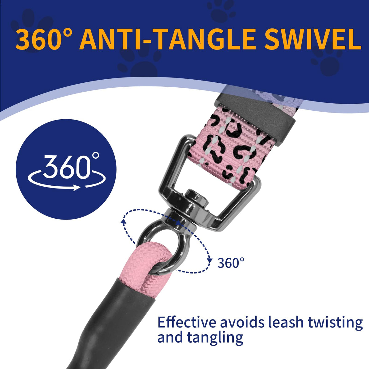 kazazoo Leash in Adjustable (5.5Ft To 8.5Ft), Pink Leopard