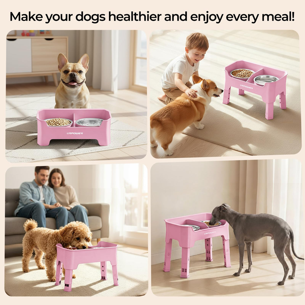 URPOWER Pet Feeder in Small, Pink