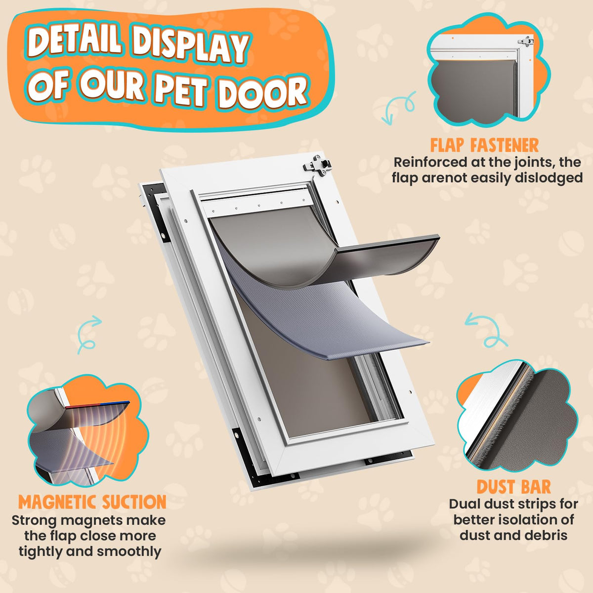Tiylibe Pet Door in Medium, White
