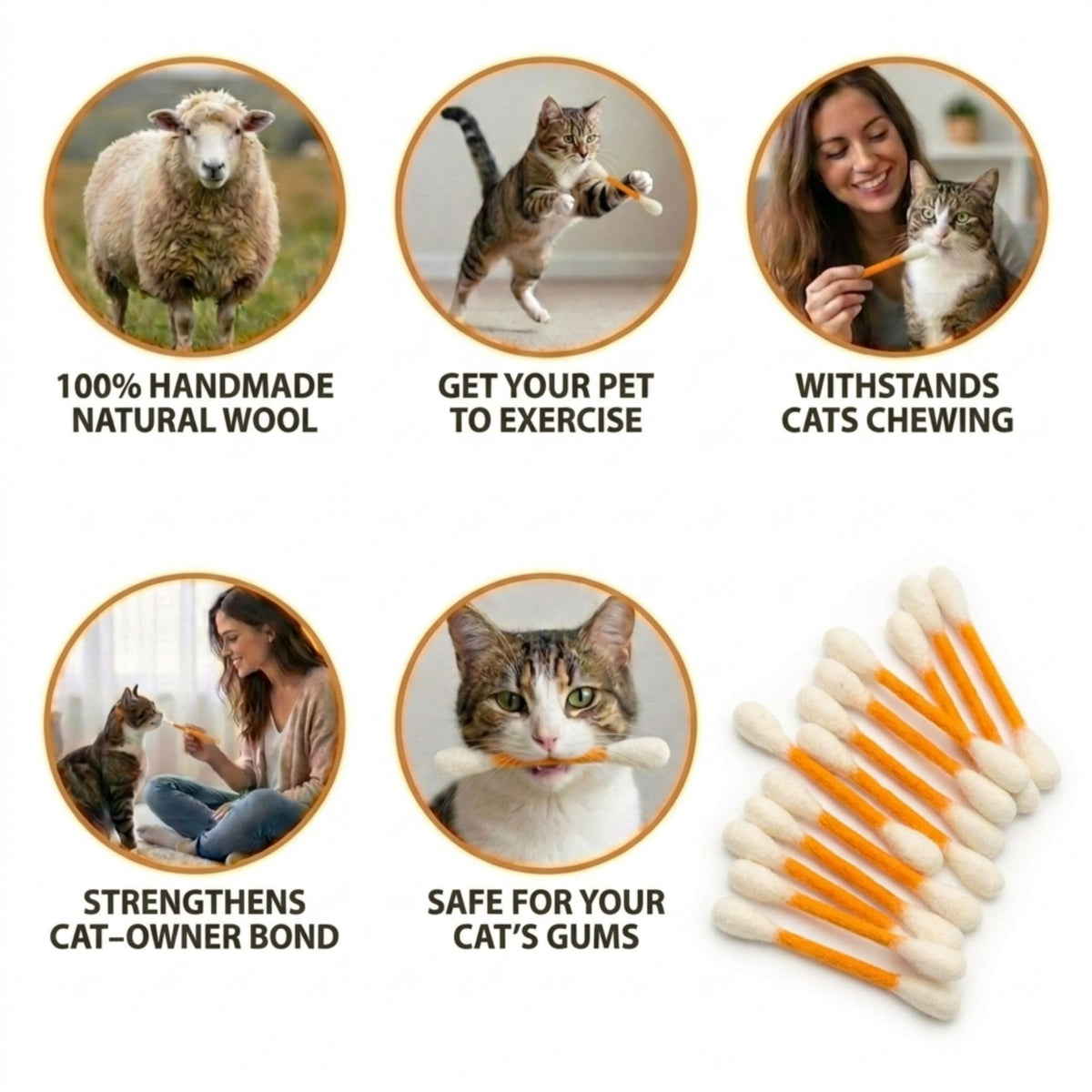 Glaciart One Pet Toy in Regular, Orange Swabs