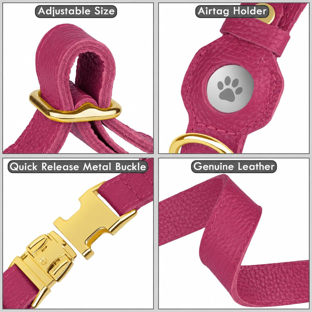 BUDKAS Animal Collar in XS, 9"-12" Neck Fit, Pink