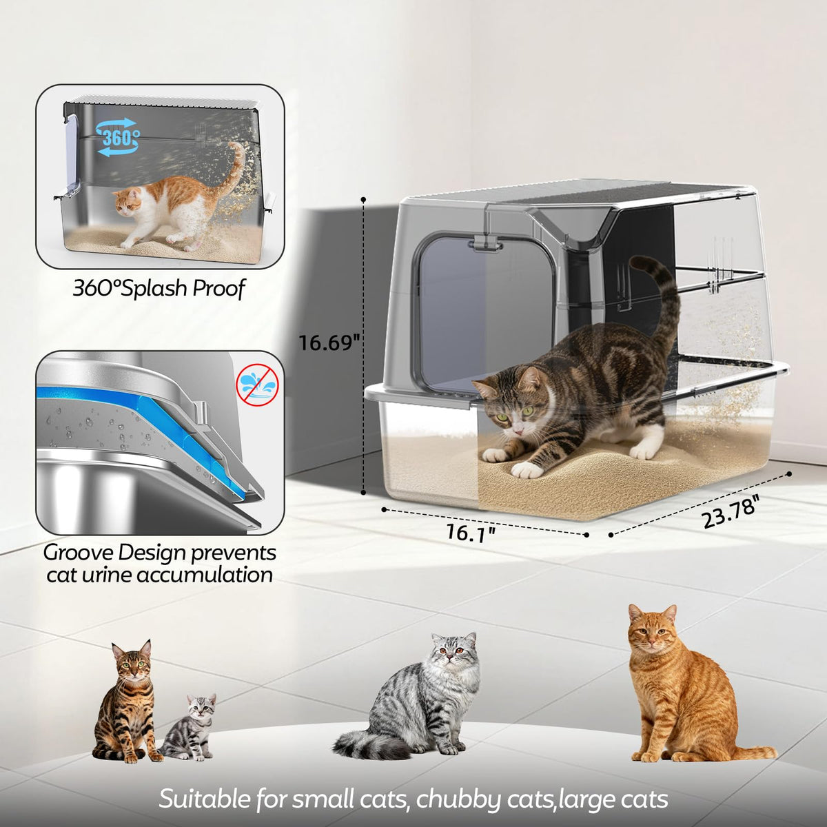 WoofiGo Litter Box in Extra Large, 14 - Light Gray (Pack of 1)