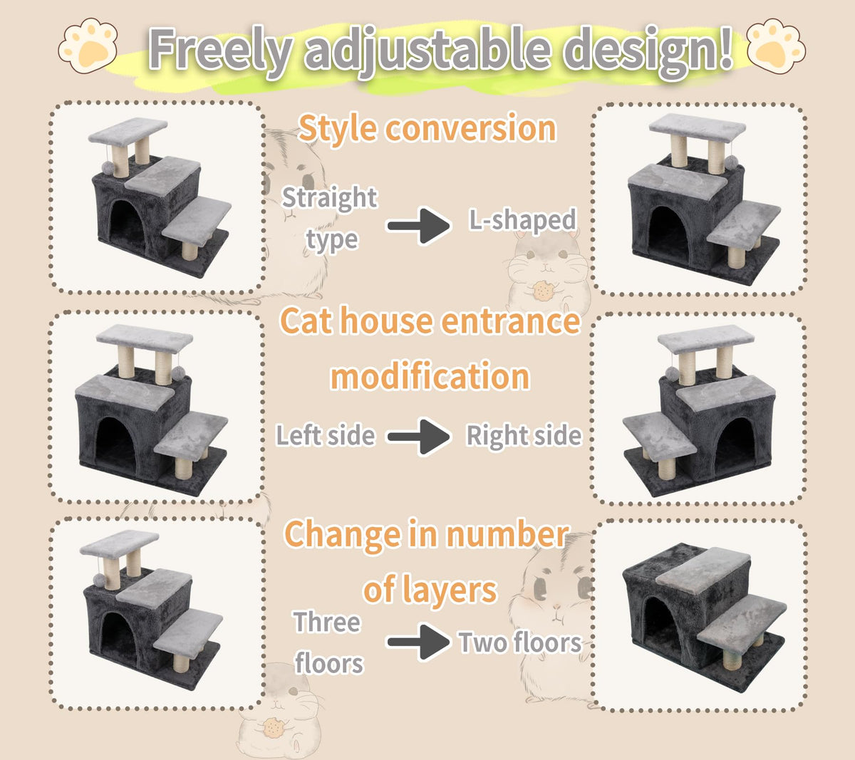 Hapineko Animal Stair in Medium, Beige