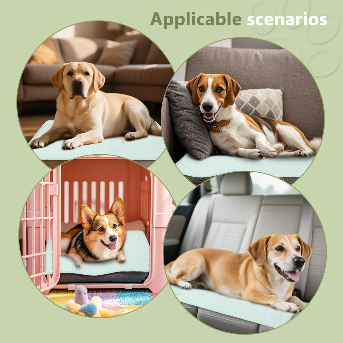 SOMOYA Pet Bed Mat in Medium (29.5x18.8 IN), Green