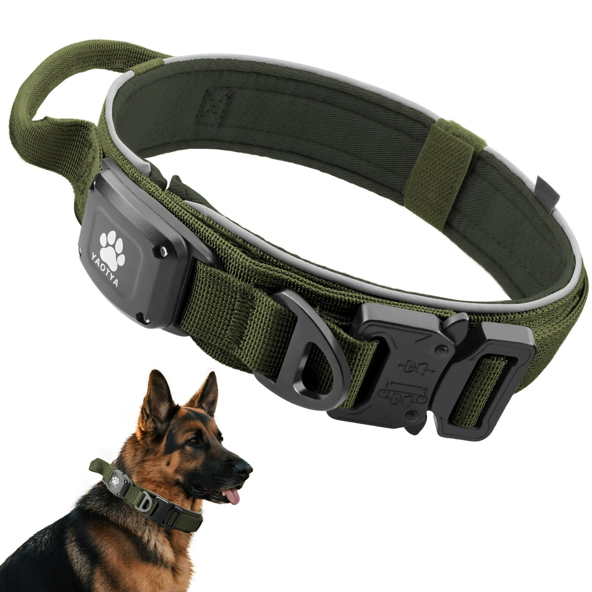 YaoTya Animal Collar in M(15"-18.5"), ArmyGreen