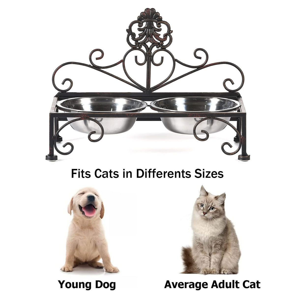 Aifeorzo Pet Feeder in 3.54" Height Black, black