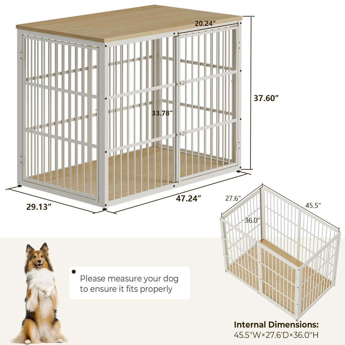 Lyromix Animal Cage in 47.2"L x 29.1"W x 37.6"H, Natural Beech