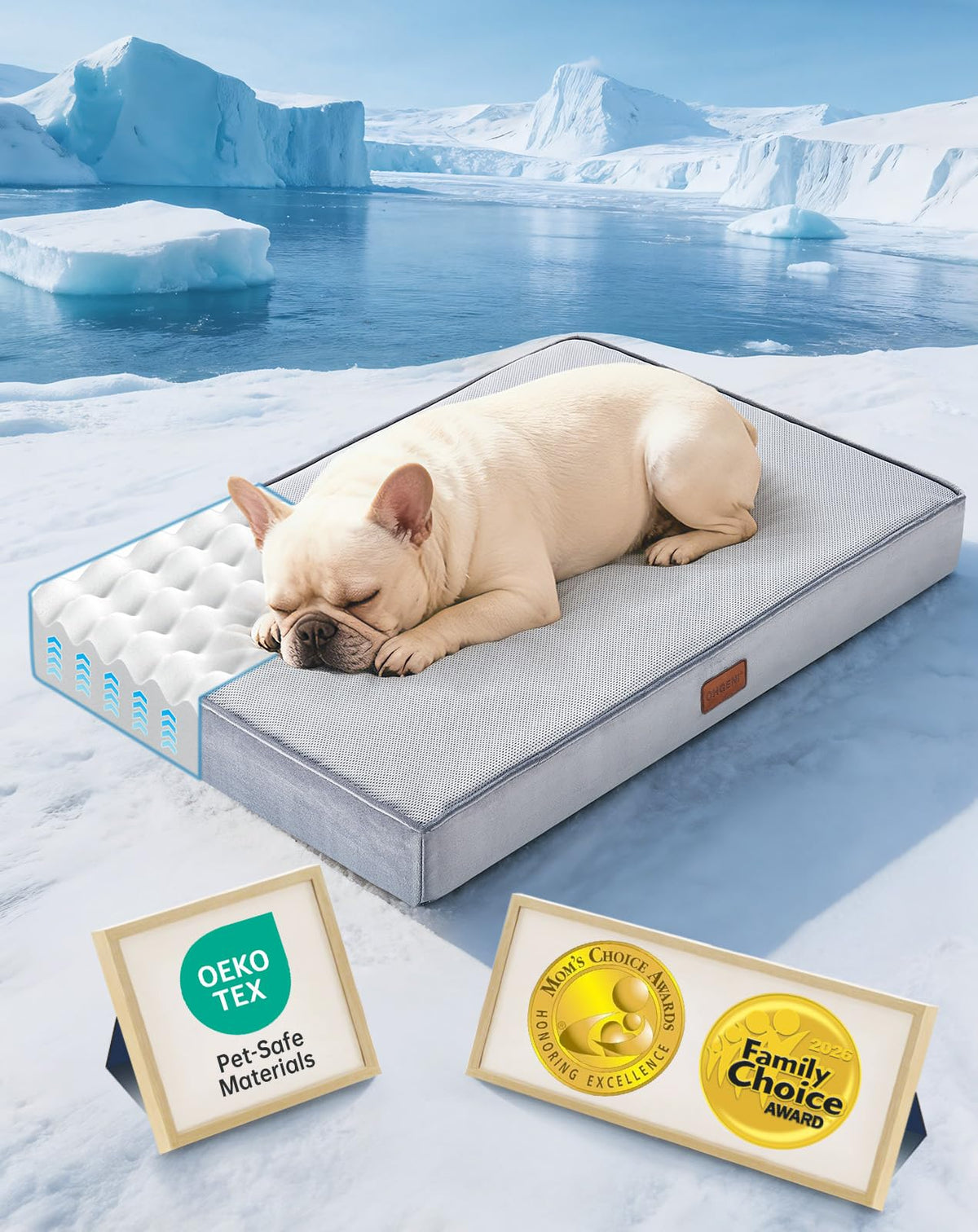 OhGeni Pet Bed Mat in 30" x 20" x 3", 01-Gray