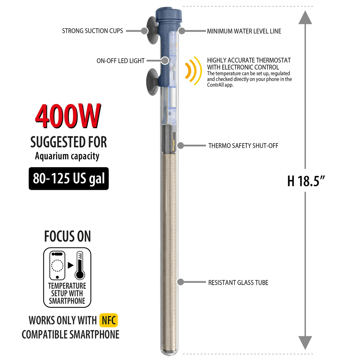 Sicce Immersion Heater in 400 Watt (80-125 Gallon)