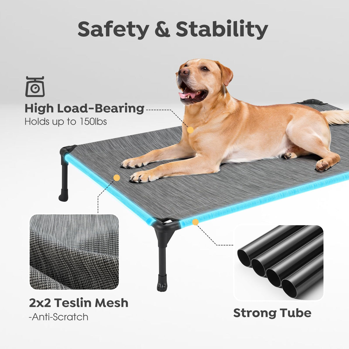 Veehoo Pet Bed Mat in 42.0"L x 30.0"W x 7.0"Th, 2Packs- Black Silver