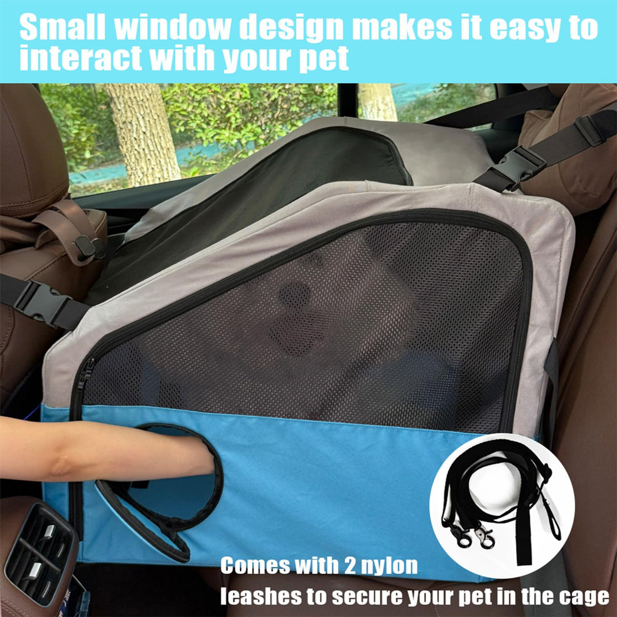 Tyalez Animal Carrier in 21.5"L x 25.0"W x 24.0"H, Blue, Grey