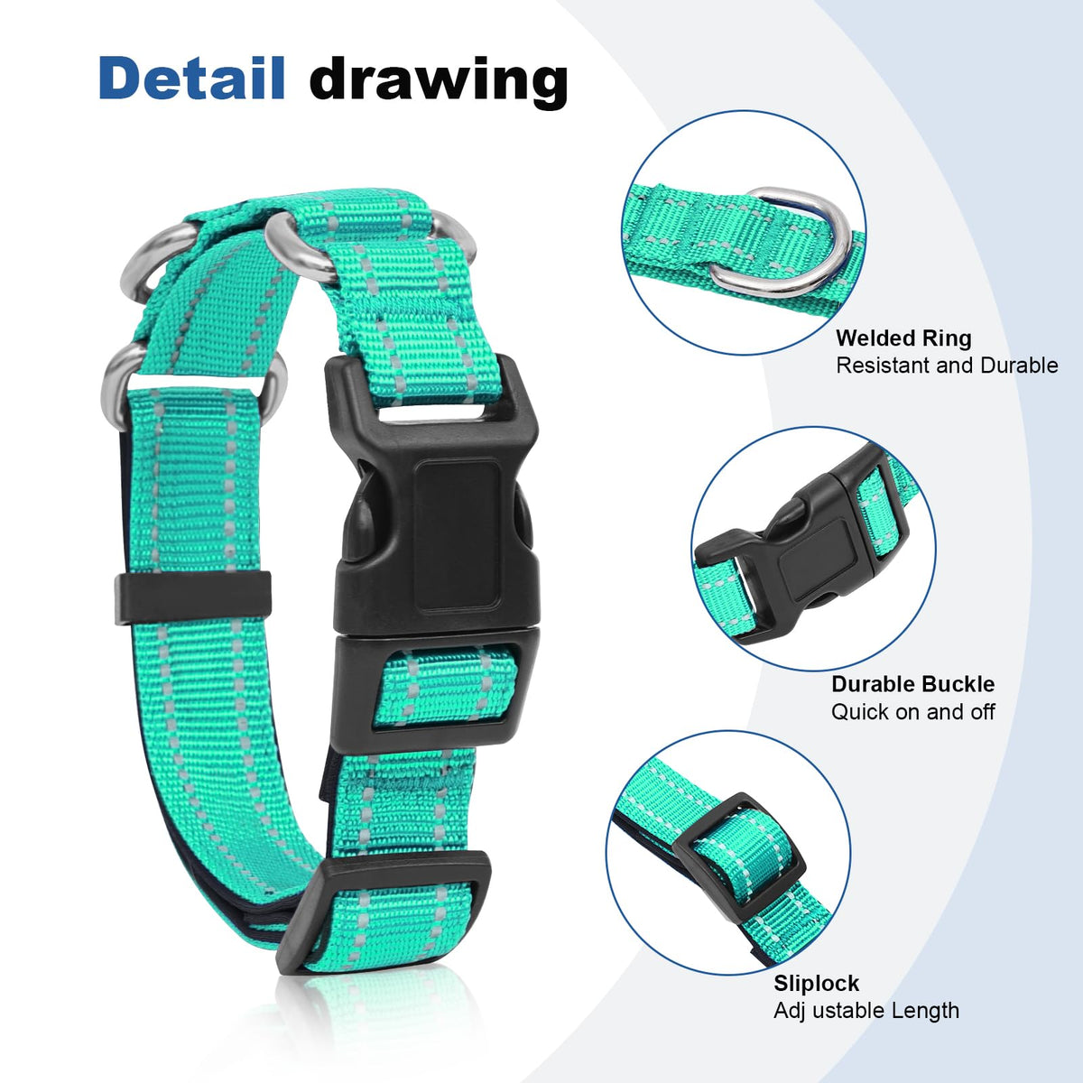 GDLKPS Animal Collar in XS:3/4" Wide for 11.5"-13.5" Neck, Green