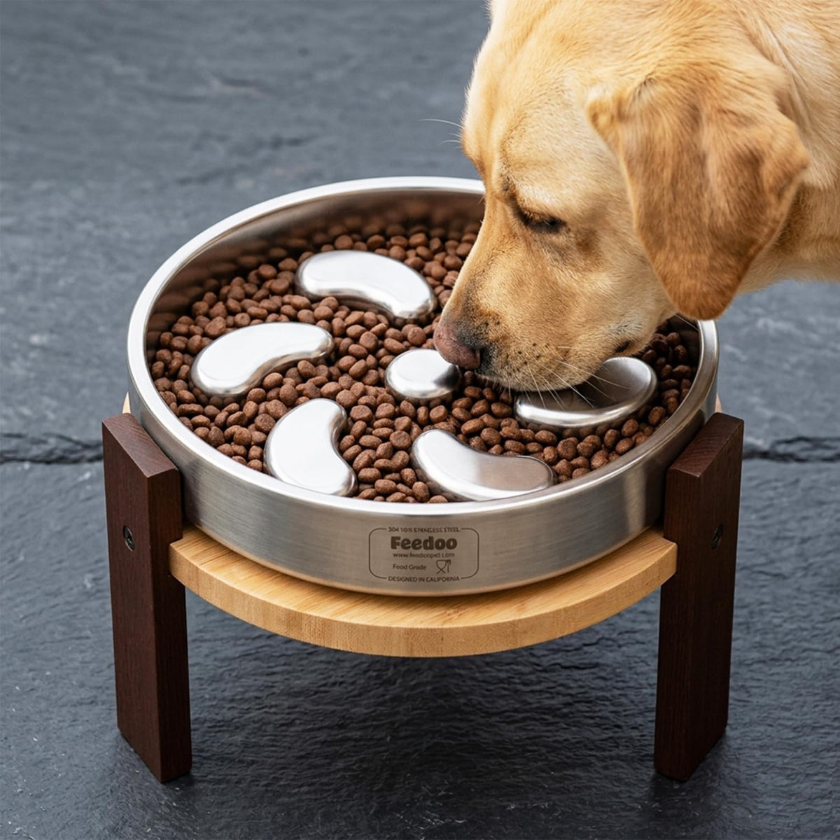 Feedoo Pet Feeder in 7'' Height Stand, 7" Height 3Cups Slow Feeder