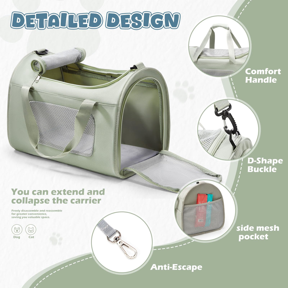 WEPLAN Animal Carrier in 17.7"L x 11.4"W x 12.5"H, A-Medium-Green