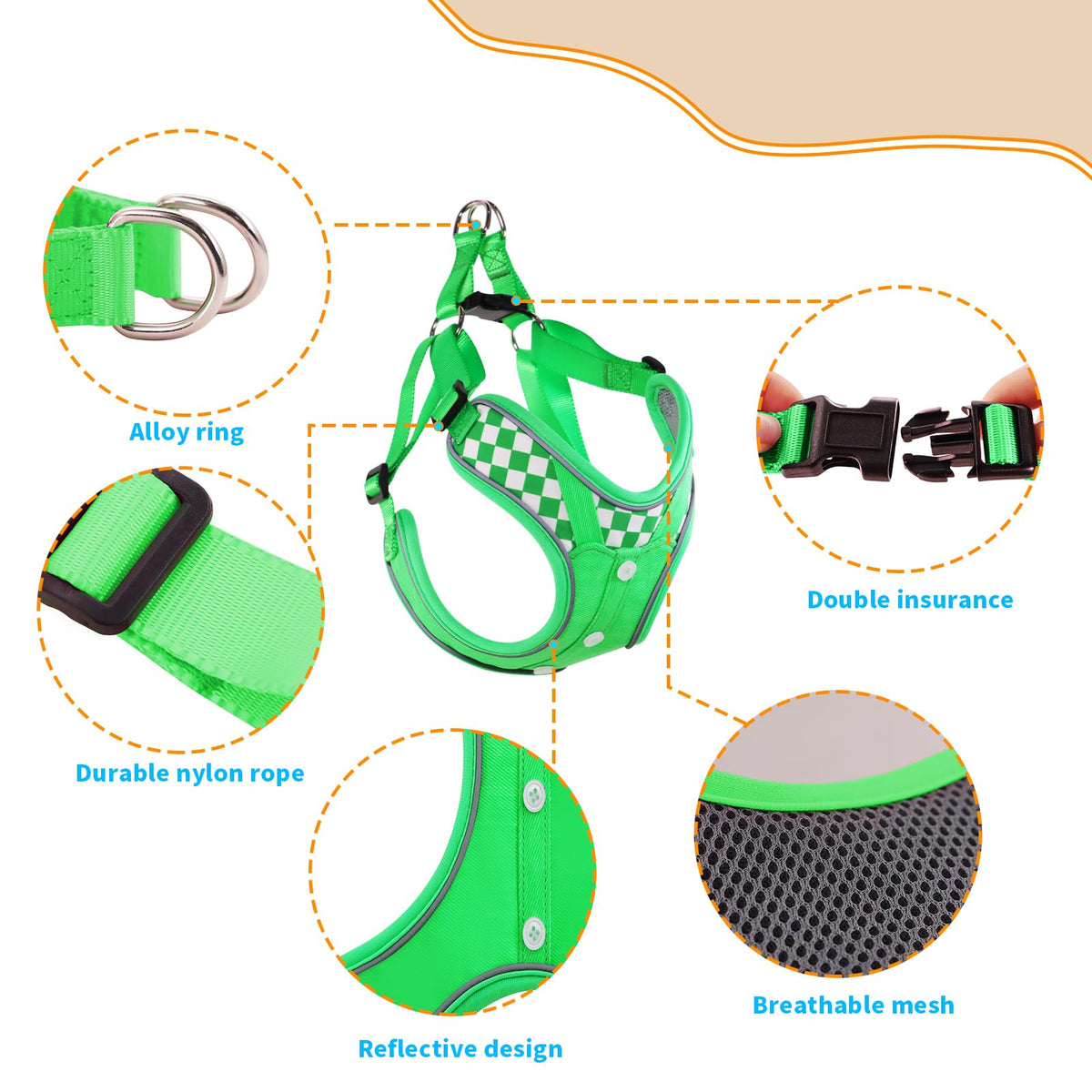SAEGYPET Animal Harness in XS, Green (denim)