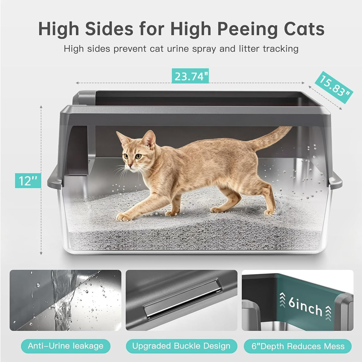 WoofiGo Litter Box in X-Large, 25-Mid Grey