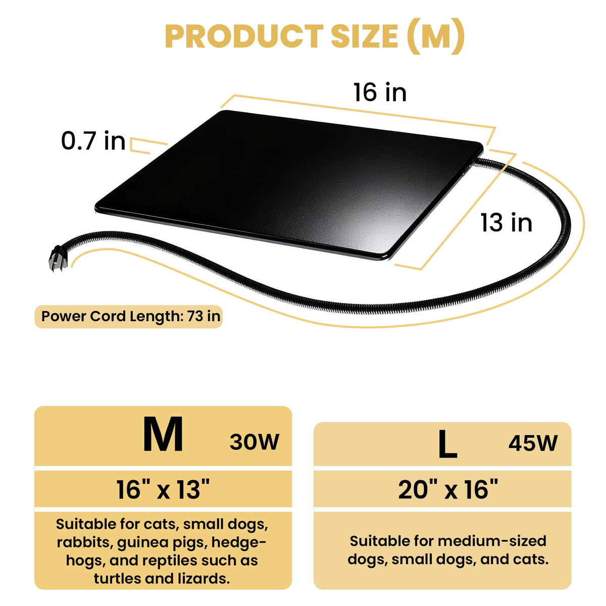PetTemp Pet Bed Mat in M: 16" x 13", Black