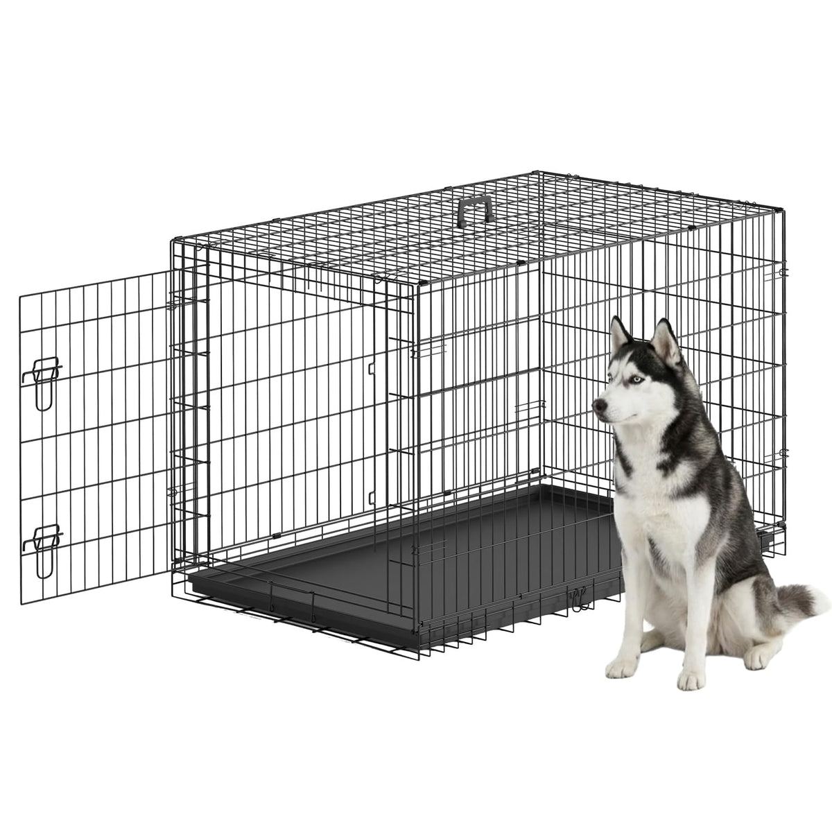 FDW Animal Cage in 48.0"L x 29.0"W x 31.0"H, Black