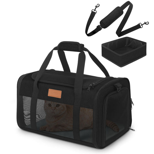 Petux Animal Carrier in 17.0"L x 11.0"W x 9.5"H, Light Black