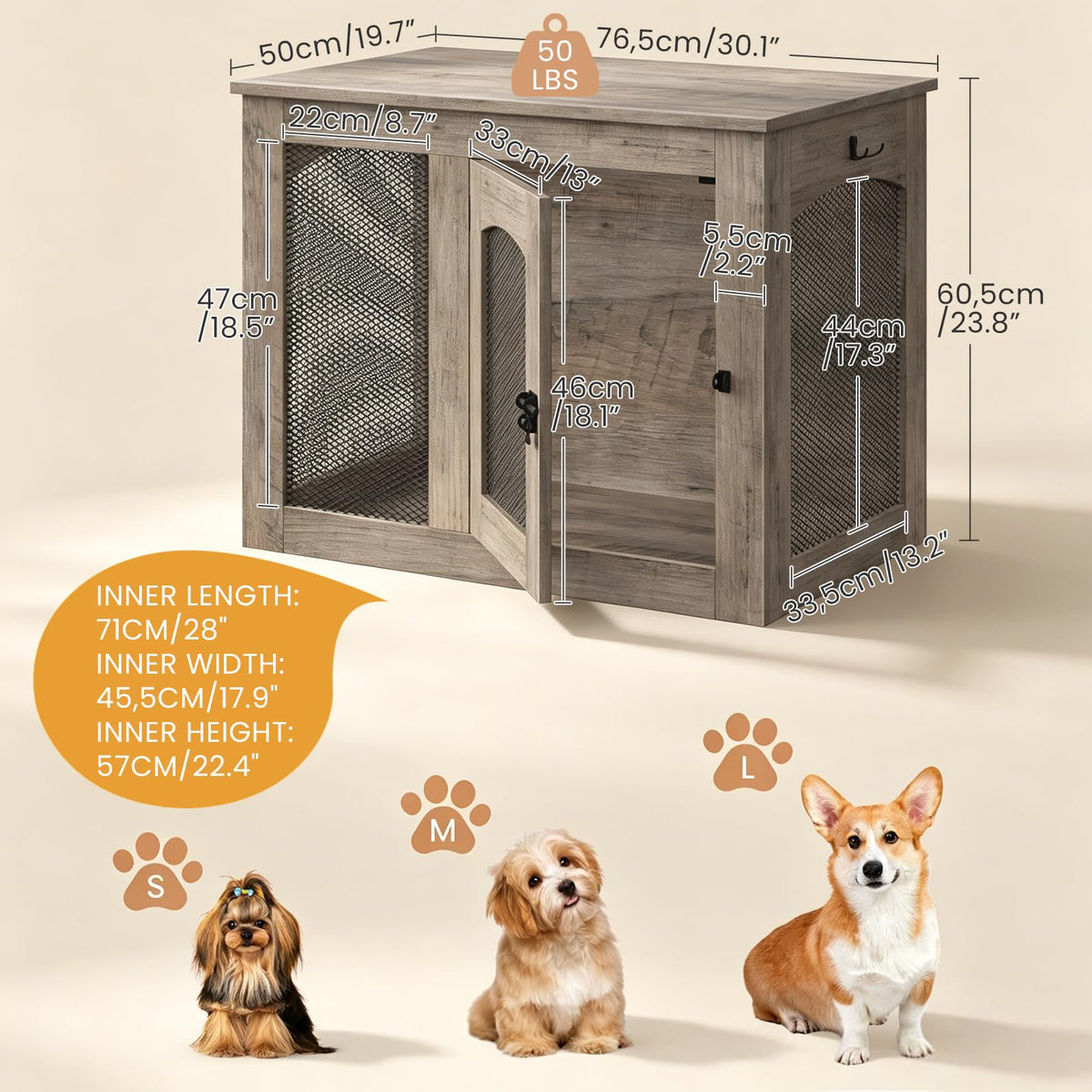 CHOEZON Animal Cage in 30.1"L x 13.2"W x 23.8"H, Greige