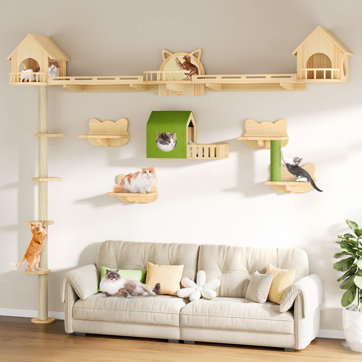 YITAHOME Pet Activity Structure in 21 pieces, Burlywood