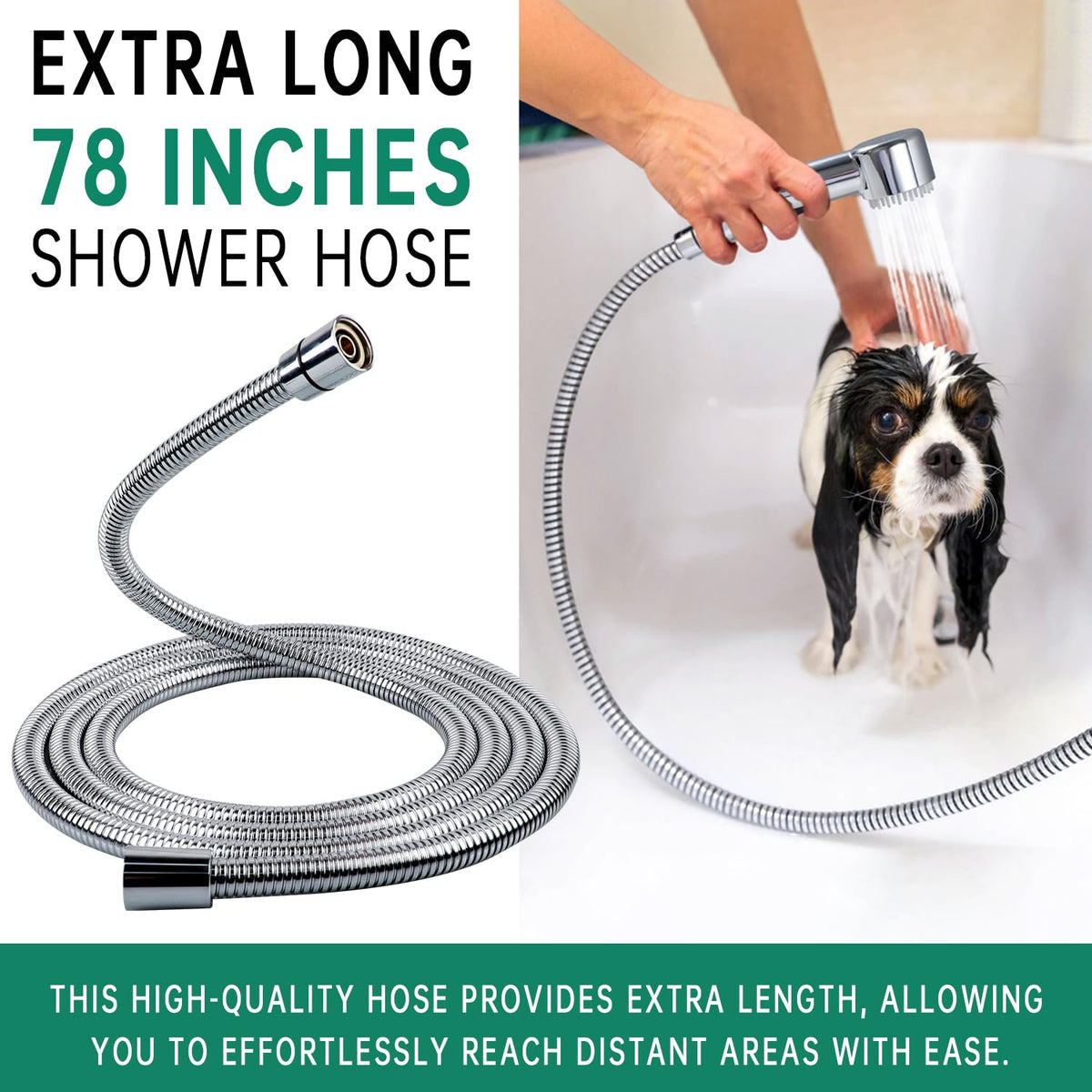 V-Frankness Showerhead in 78 Inches Hose, Polished Chrome
