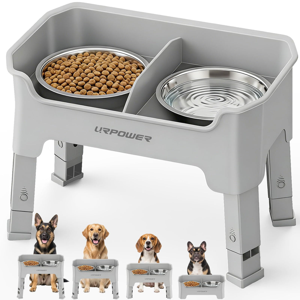 URPOWER Pet Feeder in Medium, Light Grey