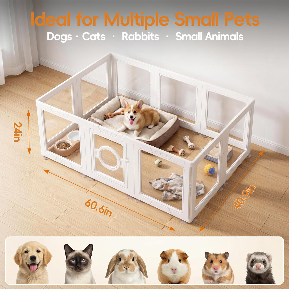 JEKO&JEKO Pet Playpen in Medium, White