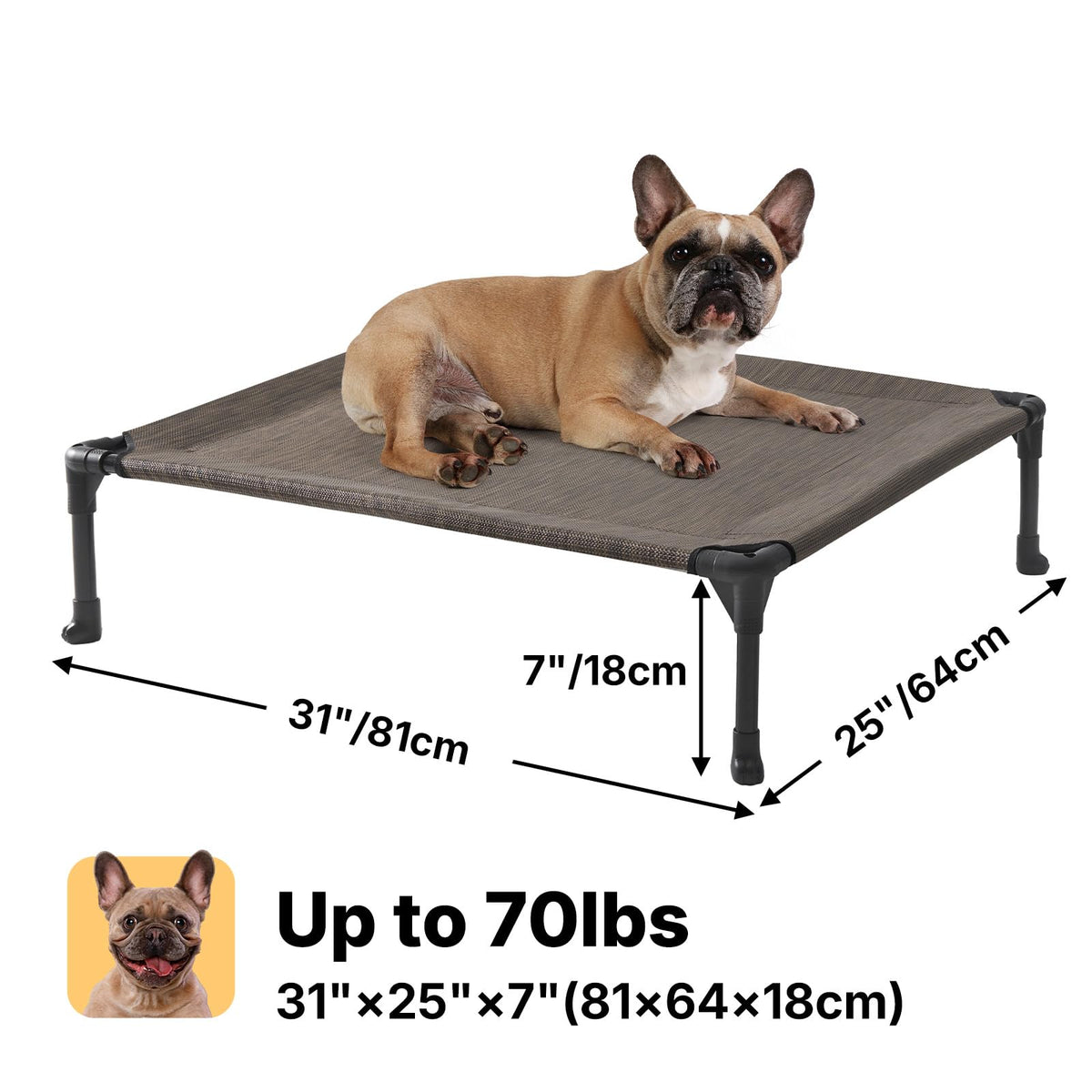 Veehoo Pet Bed Mat in 32.0"L x 25.0"W x 7.0"Th, Brown