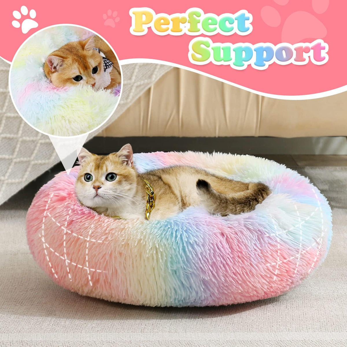 JOLLYVOGUE Pet Bed Mat in 23", Rainbow