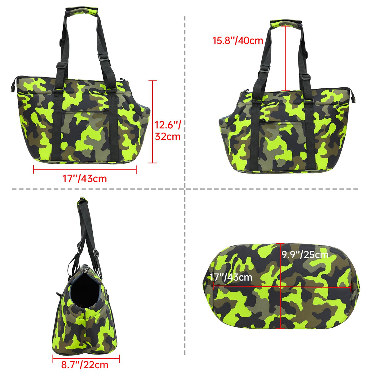 DELTAMANN Animal Carrier in 23.0"L x 6.0"W x 12.6"H, Camouflage Green