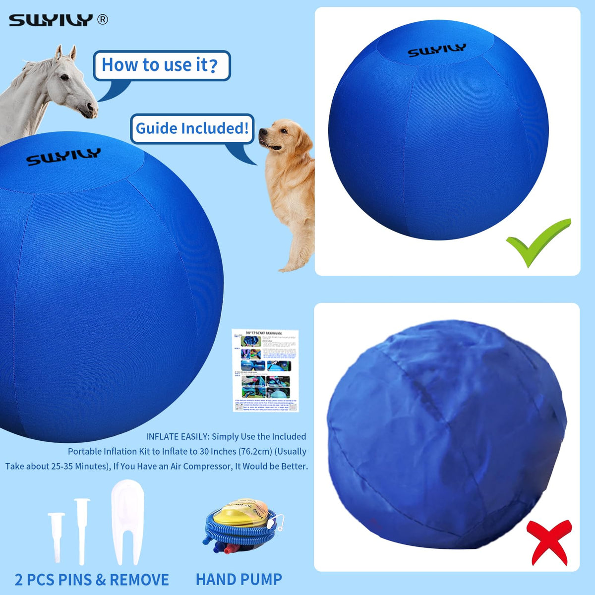 SWYIVY Recreation Ball in 30", Blue