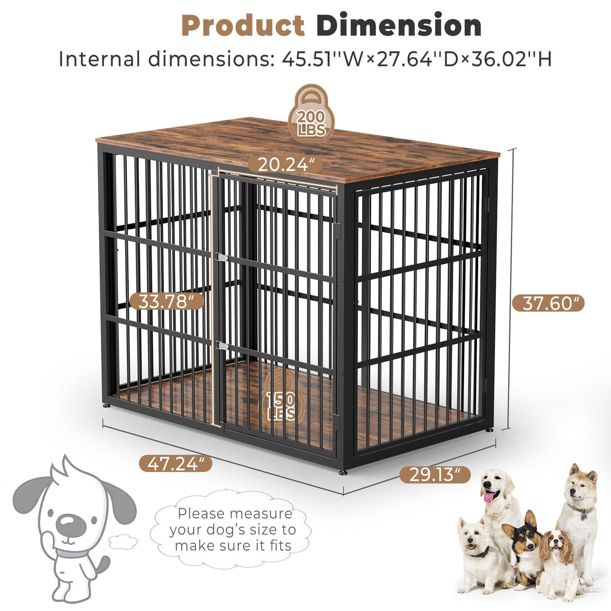 Lyromix Animal Cage in 47.2"L x 29.1"W x 37.6"H, Brown