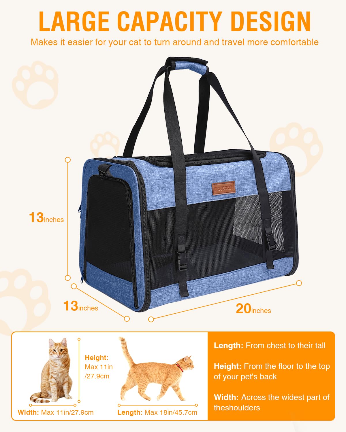 Petux Animal Carrier in 20.0"L x 13.0"W x 13.0"H, Blue
