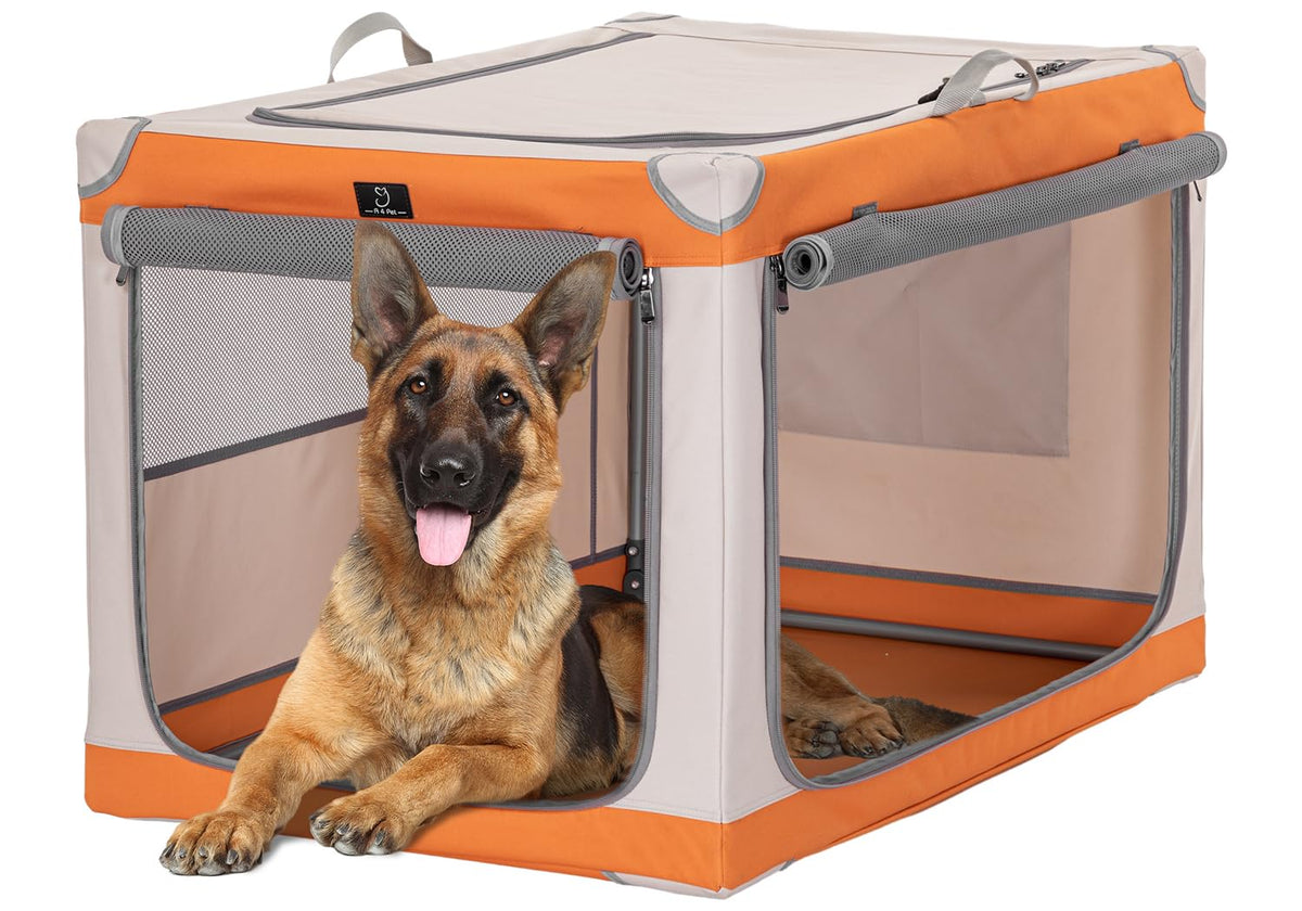 A 4 Pet Animal Cage in 40.0"L x 25.0"W x 25.0"H, Orange+Beige