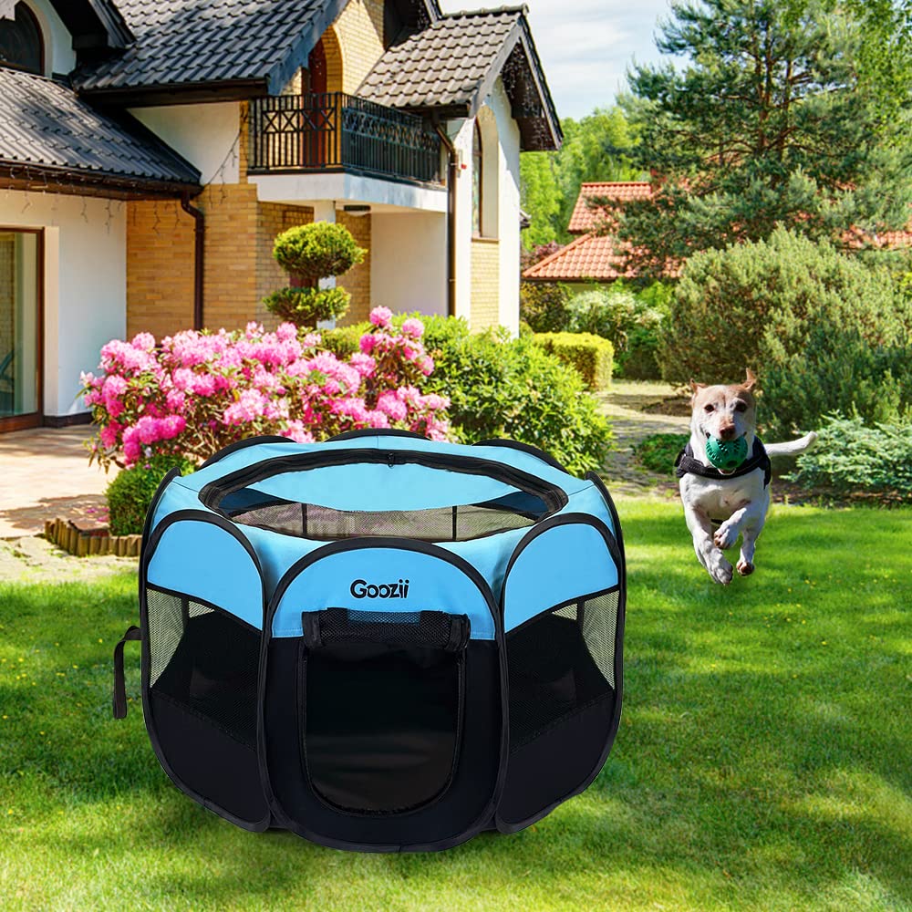 Goozii Pet Playpen in S [29" x 29" x 17"], Blue