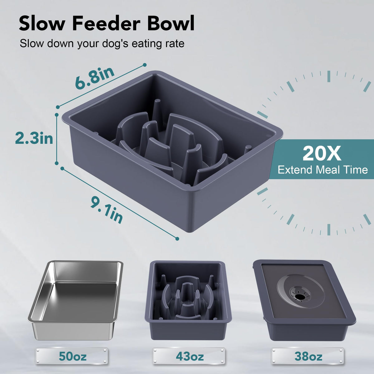 UPSKY Pet Feeder in F-3 in 1 Blue