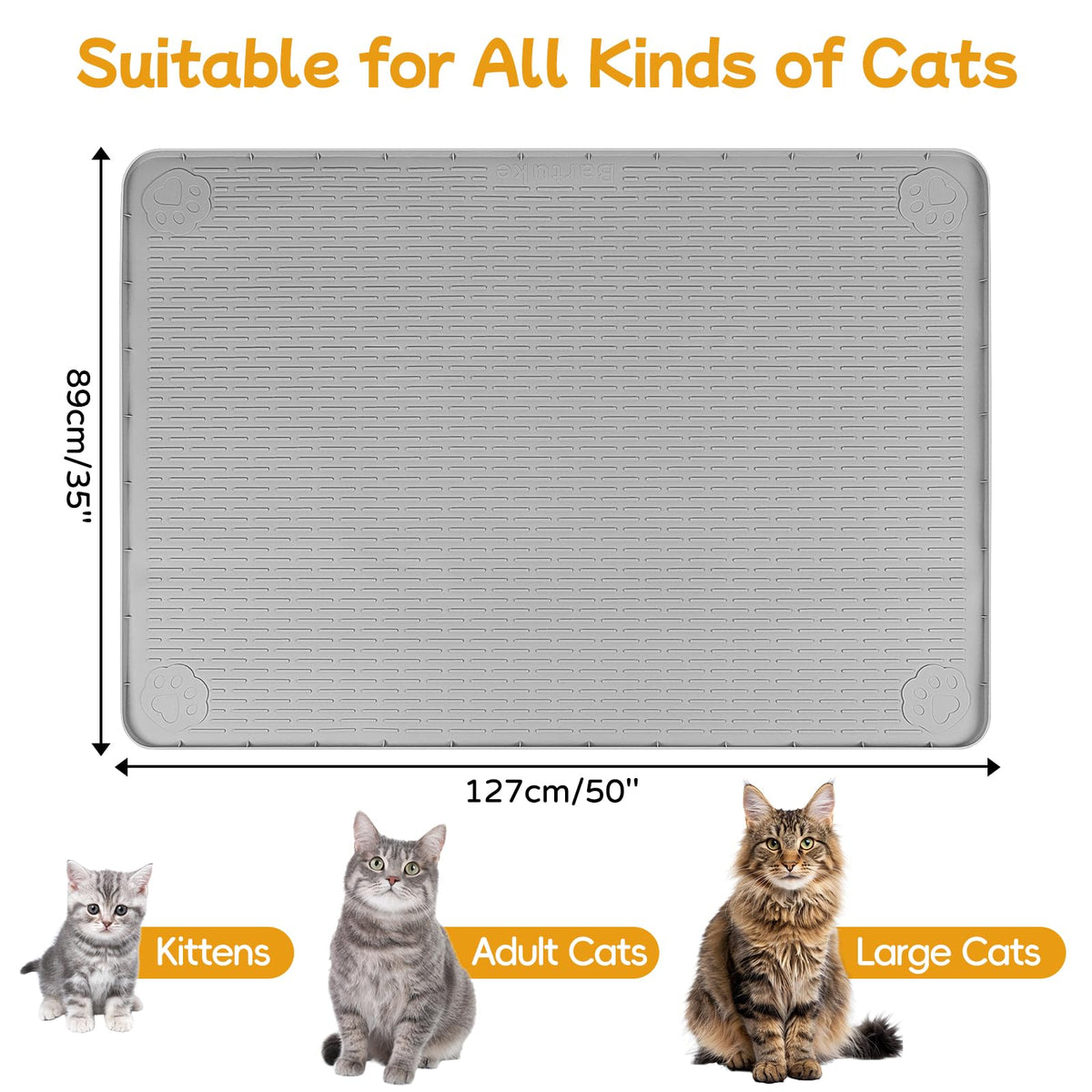 Lanstics Pet Placemat in 50"L x 35"W, Light Grey