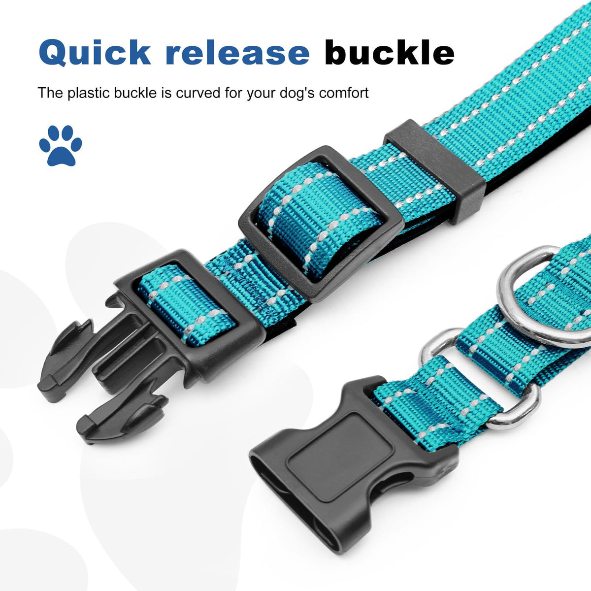 GDLKPS Animal Collar in XS:3/4" Wide for 11.5"-13.5" Neck, Azure Blue