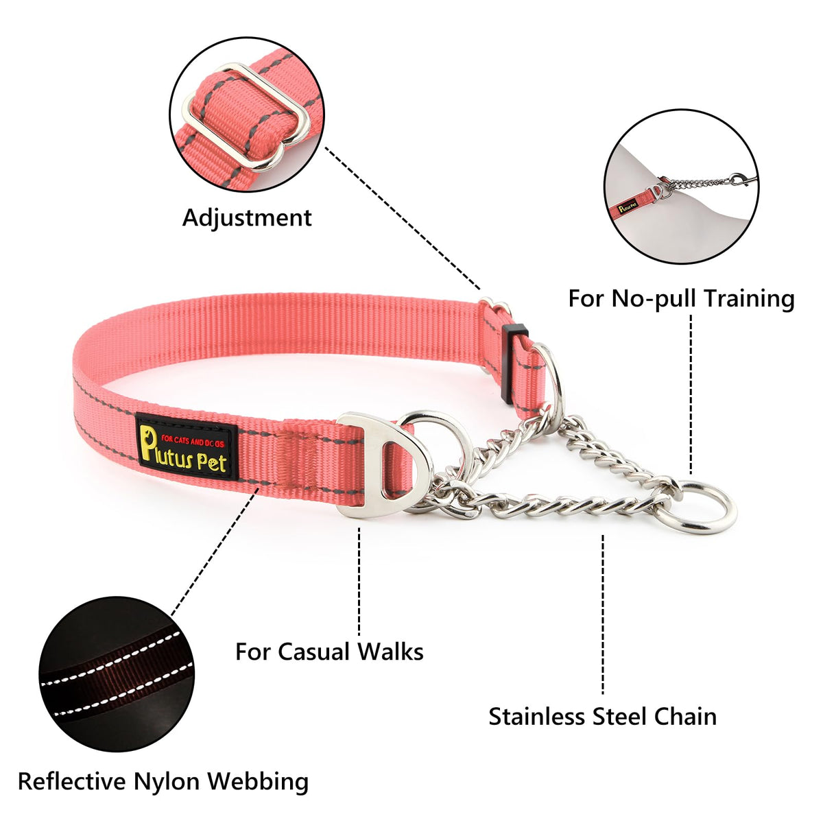 PLUTUS PET Animal Collar in Small, Pink